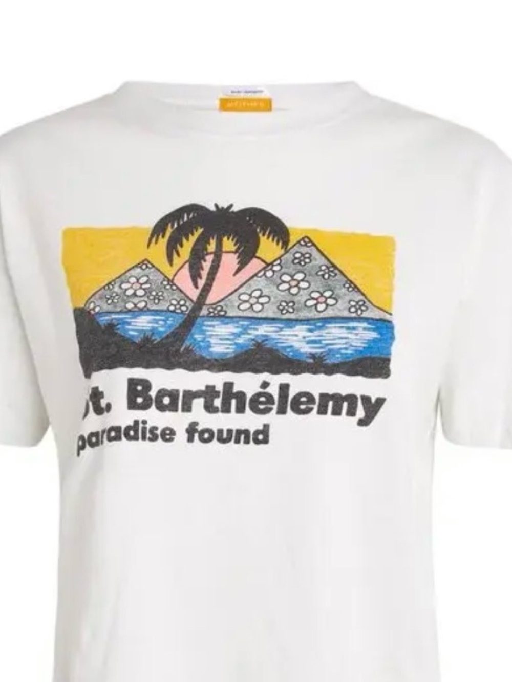 St. Barthélemy White Graphic Cropped Tee - Paradise Design